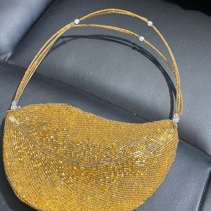 Gold beaded clutch purse/ vintage